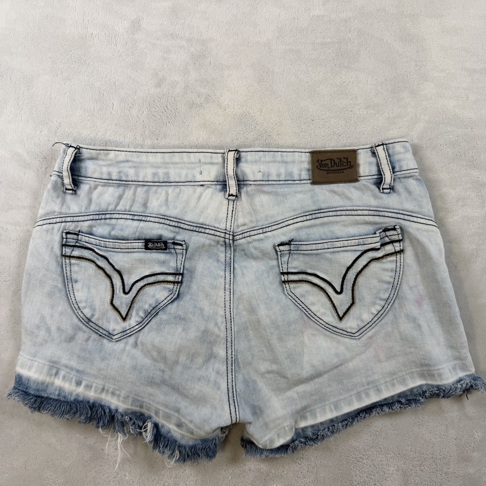 Von Dutch Low Rise Denim Shorts Light Blue Women's Size 27